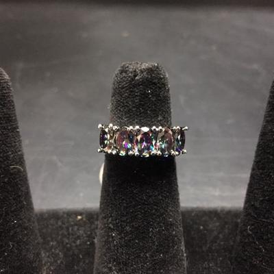 Rainbow Stone Sterling Silver Ring