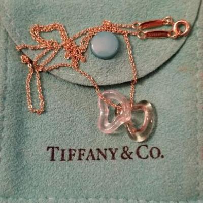 Tiffany & Co. Elsa Peretti Open Hearts Collection Rose & Lemon Quart on 18K gold chain