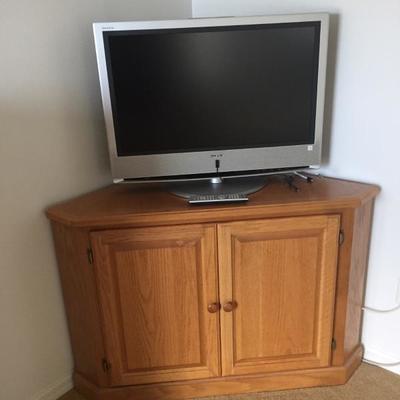 TV is sold!  Corner Cabinet is Still Available.