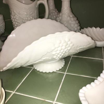 Lots and lots of milkglass most antique, some vintage. 
