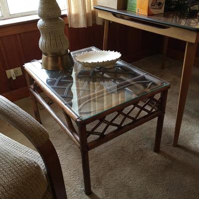 Rattan side table
