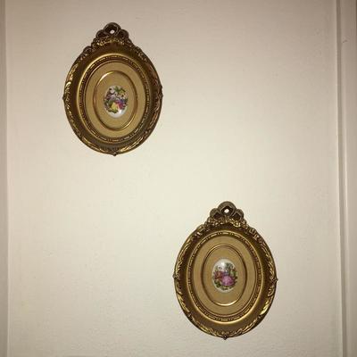 Painted porcelain disc, framed - weâ€™ve found several more!