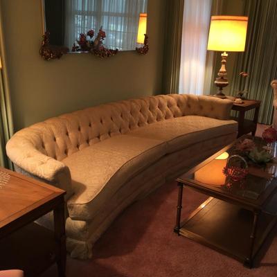 Vintage extra long curved sofa - very pretty!