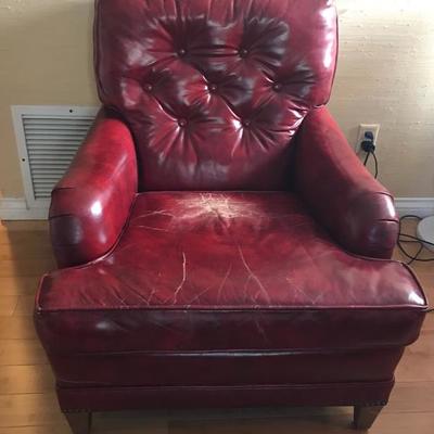 Red leather recliner, Badington