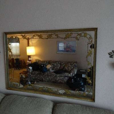 Lg wall mirror & 2 wall sconces