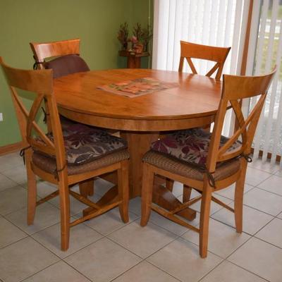 Round Wooden Table & 4 Chairs
