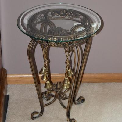 Round Glass Top/Brass Side Table