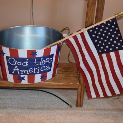 Red, White, & Blue Bucket With Flag