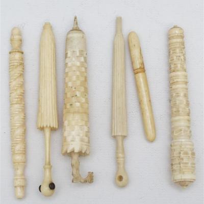 Victorian Carved Novelty Needle Cases. 