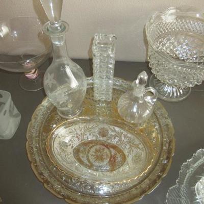 Vintage glassware serving pieces