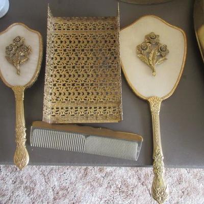 Vintage dressing table comb and brush set