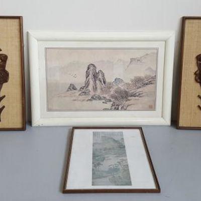 DWT006 Oriental Prints, Carved Wood Wall Hangings
