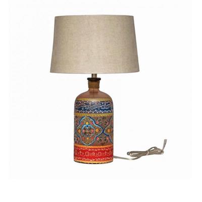 Hand-Painted Glass Lamp with Shade
