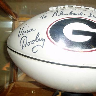 Autographed Football By Ga Coach Vince Dooley 