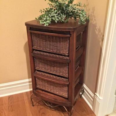 Wicker side table with storage