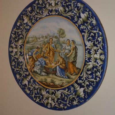 Large impressionist painted European ceramic plate