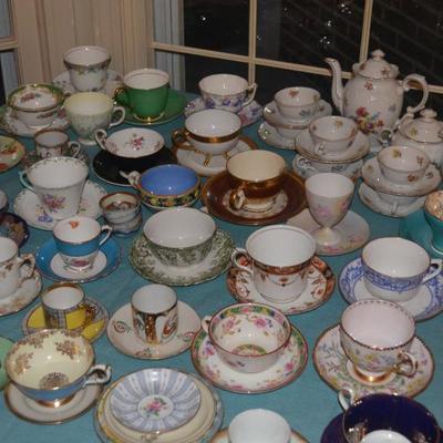 A cacophony of antique cups and saucers