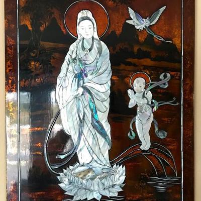 Black lacquer mother of pearl inlay art
