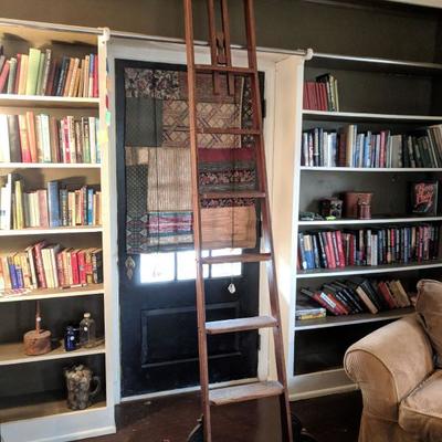 Antique Rolling Library Ladder