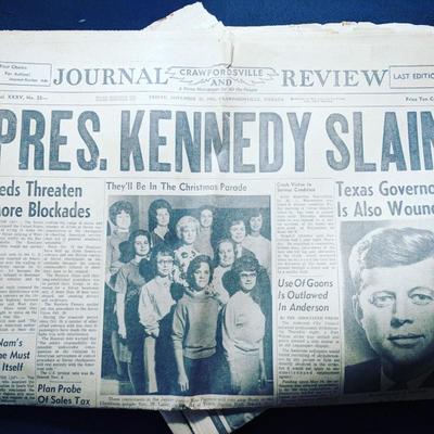 Crawfordsville Journal Review Pres. Kennedy Slain