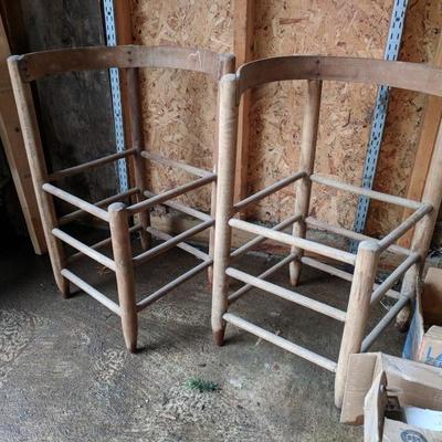 Two old primitive corner chairs