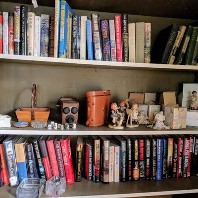 Books (lots of James Patterson) and vintage knick knacks