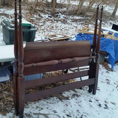 antique mahogany bed frame with rails