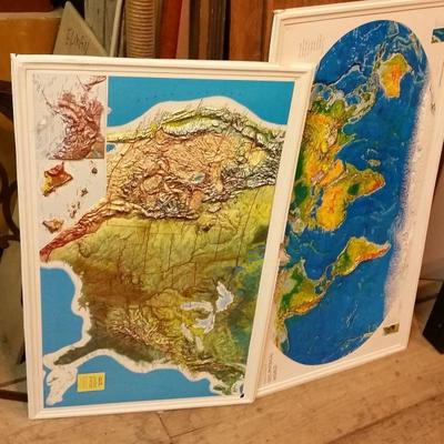vintage relief topographical maps