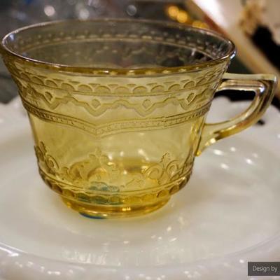 Yellow and gold depression glass