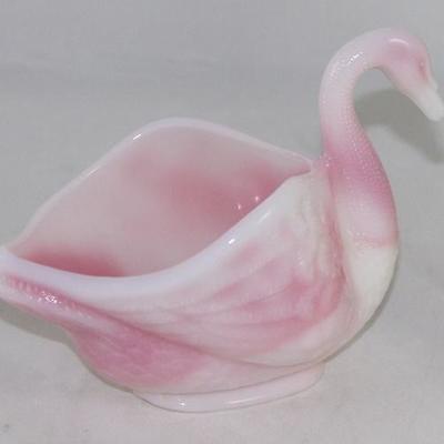 Fenton 5" Pink Slag Glass Open Swan 