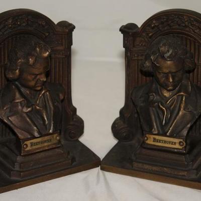 Bradley and Hubbard "Beethoven" Bronze Bookends