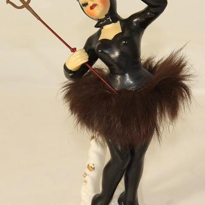 Empress Vintage Porcelain "Devil" costume Ballerina Figurine  w/Pitch Fork (6.5"H)