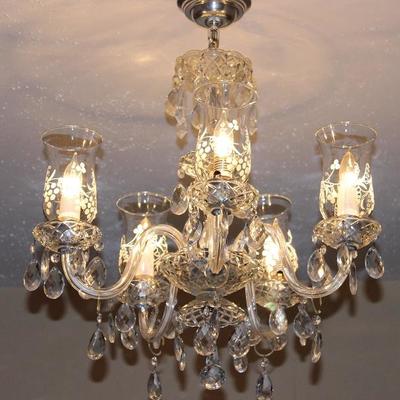 Vintage 5-Arm Crystal Chandelier 