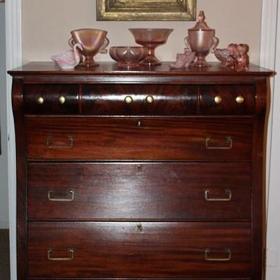  Antique Mahogany Claw Foot Highboy Chest with 4 Drawers below 3 Smaller Glove and Handkerchief Drawers.  (48"H x 38"W x...