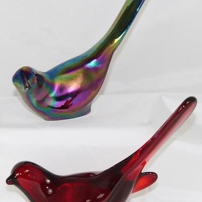 Fenton "Bird of Happiness" in Cobalt and Ruby Red