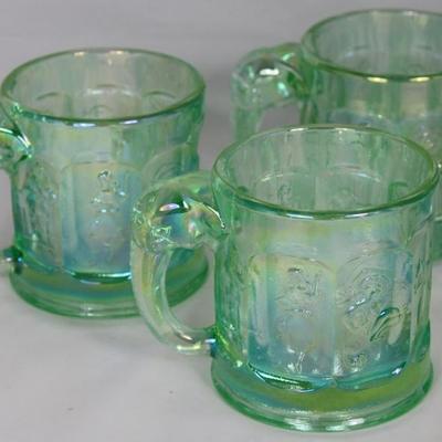 Imperial Glass Green Carnival Nursery Rhyme Mug with Elephant Handle (3 ea.) 
