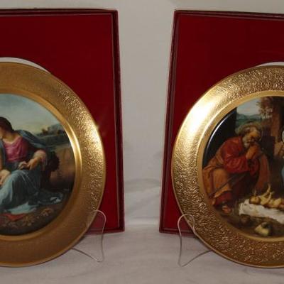 The Picard Christmas Plate (8 1/4"):  1976 "The Alba Madonna" by Raphael and  1977 Detail from "The Nativity" by...