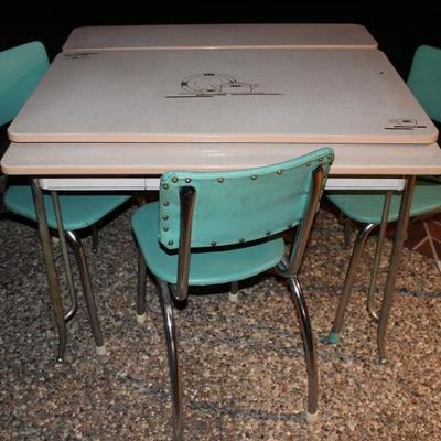 Mid-Century Formica Top Chrome Draw-Leaf Extension Table w/Drawer (44"x40"Extended/Closed 24" x 40" x 30.5"H)...