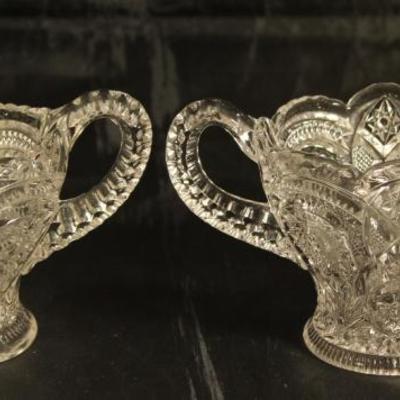 Imperial Glass Co. Early American Pressed Glass Open Sugar and Creamer 
