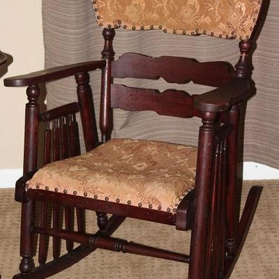 Antique Victorian Mahogany Stained Oak Rocker 