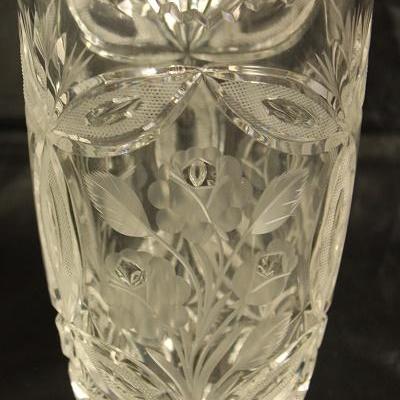 Cut Crystal Rose Pattern  7" Vase