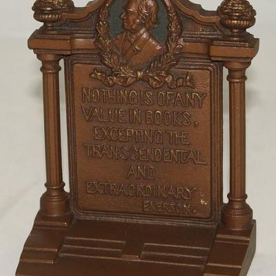 Bradley and Hubbard Emerson Quote Bronze Bookend