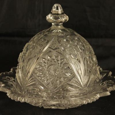 Imperial Glass Co. "Cosmos" Early American Pressed Glass Dome Butter Dish 