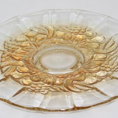 Marigold Yellow Fruits 13.5" Footed Torte Plate