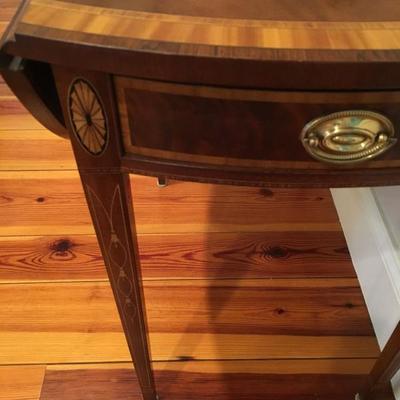Detail of Inlay, Pair of Drop Leaf End Tables Available