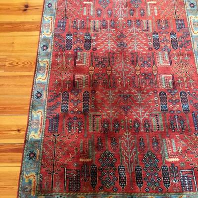 Hand Knotted Persian Gabbeh Red Area Rug, 4 x 6 
