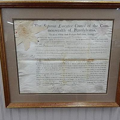 Benjamin Franklin Signed 1786 Land Grant