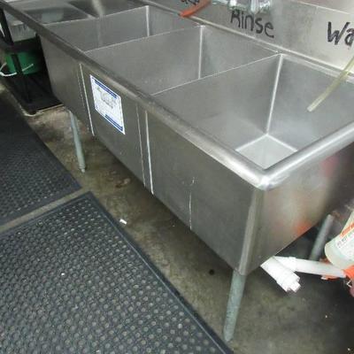 Advance Tabco Stainless Steel Sink with 3 Bays