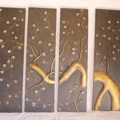 Metallic Cherry Blossom 4 Piece Wall Decor- Very P ...