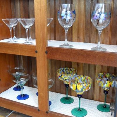 Reidel martini glasses and painted wine glasses